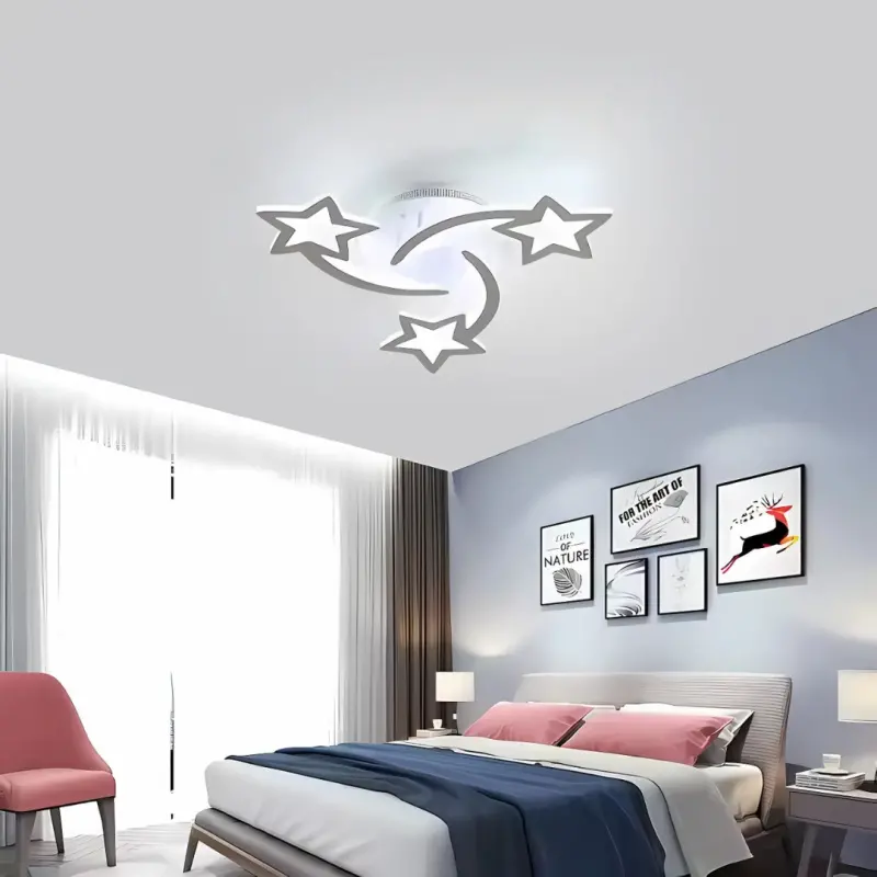Previzualizare 4: Lustra LED cu telecomanda IPOMOEA 51W, 3 Stele, lumina Rece/Calda/Neutra, Dimabila, Alb