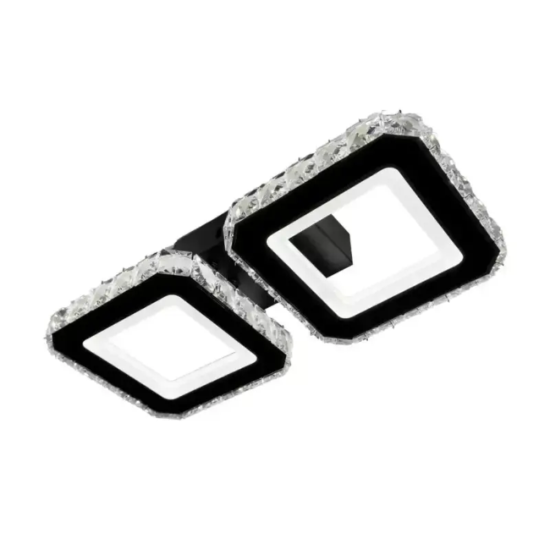 Previzualizare 3: Lustra LED cristal QUADRIS 41W, 2 Patrate, lumina Rece/Calda/Neutra, Negru