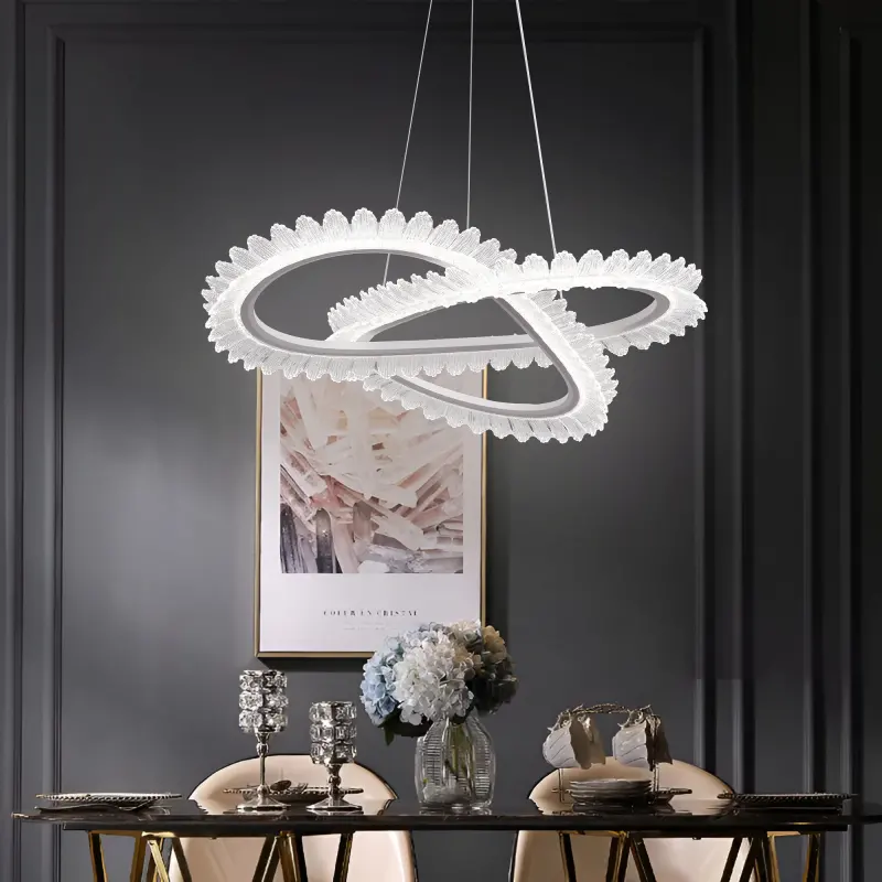 Previzualizare 3: Lustra LED cu Telecomanda LT187WH, Cristal si Metal, 52W, Dimabila, Inaltime Reglabila, lumina Rece/Calda/Neutra, Iluminat Luxos