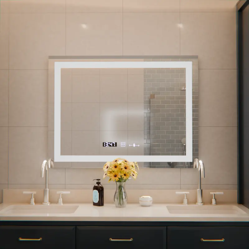 Previzualizare 4: Oglinda LED Rectangulara, 80x60cm, Verite MotionGlow Marcello, Sistem Dezaburire, Ceas & Termometru, Dimabila