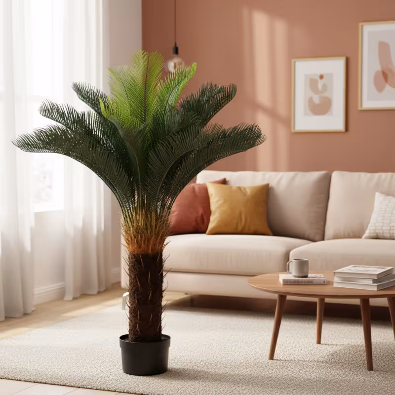Previzualizare 2: Planta Artificiala Copac Tip Palmier, 36 frunze, 115 cm, Verde, cu Ghiveci