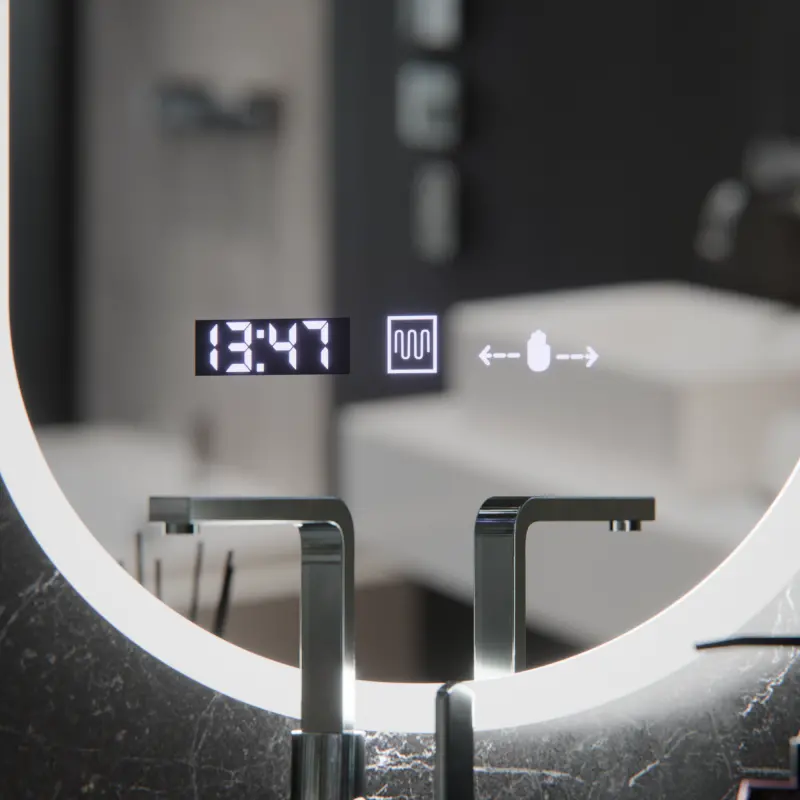 Previzualizare 2: Oglinda LED Ovala, 50x80cm, Lucia Senzor Marcello, Sistem Dezaburire, Ceas & Termometru, Dimabila