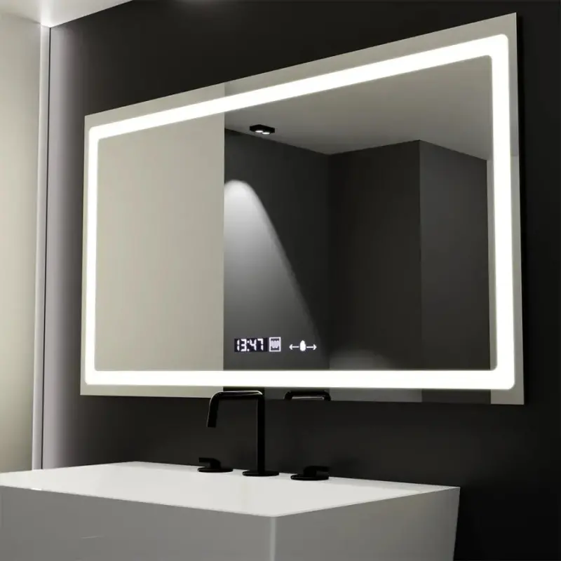 Oglinda LED Rectangulara, 120X70cm, Radiante Senzor MotionGlow Marcello, Sistem Dezaburire, Ceas & Termometru, Dimabila