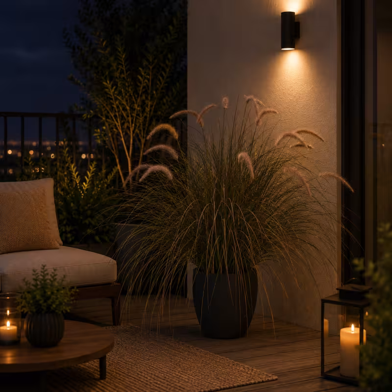 Previzualizare 2: Planta Artificiala Iarba Ornamentala Tip Coada de Vulpe, 100cm, Iarba curbata cu Spice, Roz si Verde, Fara Ghiveci