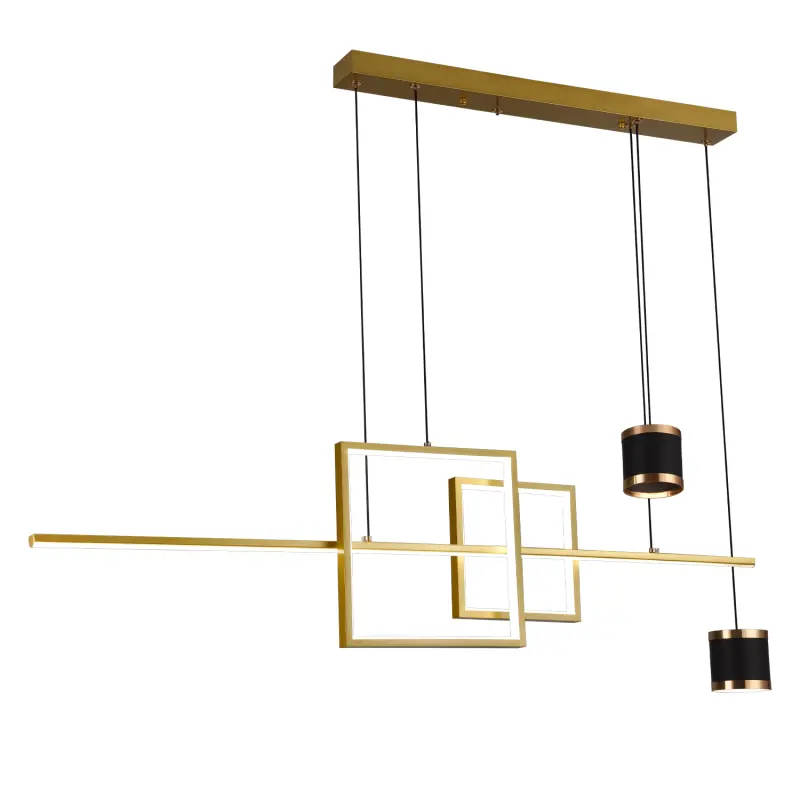 Previzualizare 2: Lustra LED suspendata cu telecomanda DENISSE 81W, lumina Rece/Calda/Neutra, Dimabila, Auriu, Inaltime Reglabila, 2233/4GD