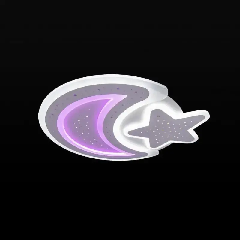 Previzualizare 2: Lustra LED cu telecomanda CORALIA 90W, Luna si Stea, lumina Rece/Calda/Neutra Dimabila Alb