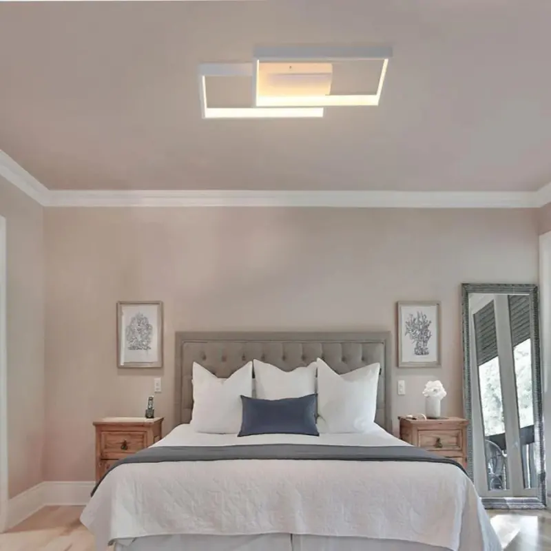 Previzualizare 3: Lustra LED cu telecomanda LANDYN 37W, 2 Patrate, lumina Rece/Calda/Neutra, Dimabila, Alb