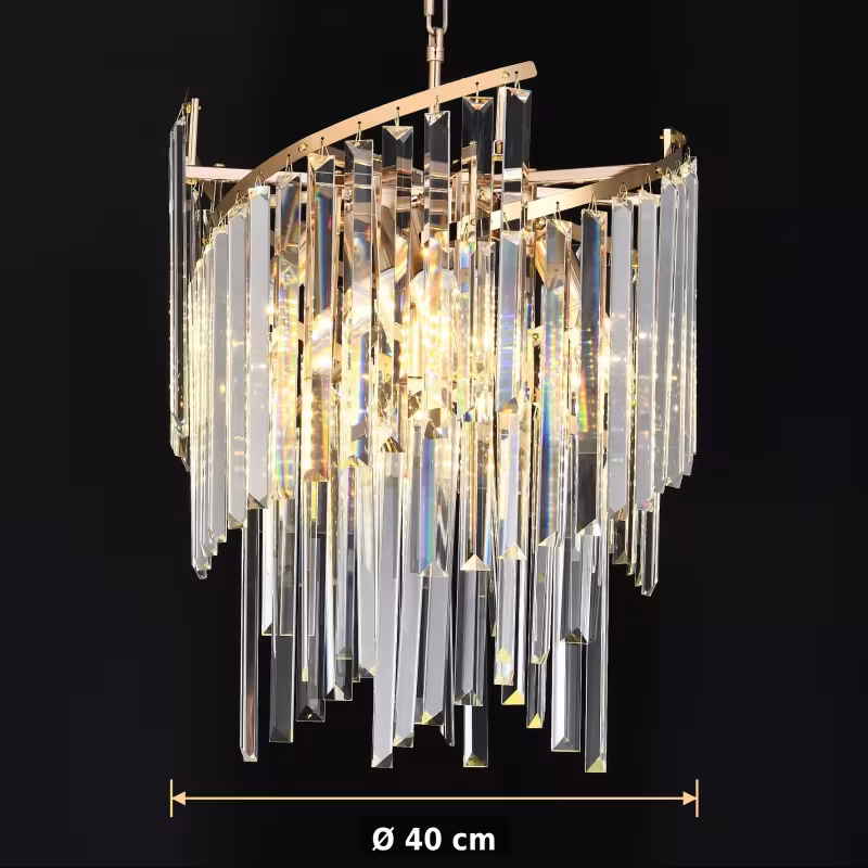 Previzualizare 4: Candelabru Cristal TWEEZE Nobile, 6xE14, D40 cm, Auriu, Metal si Cristal