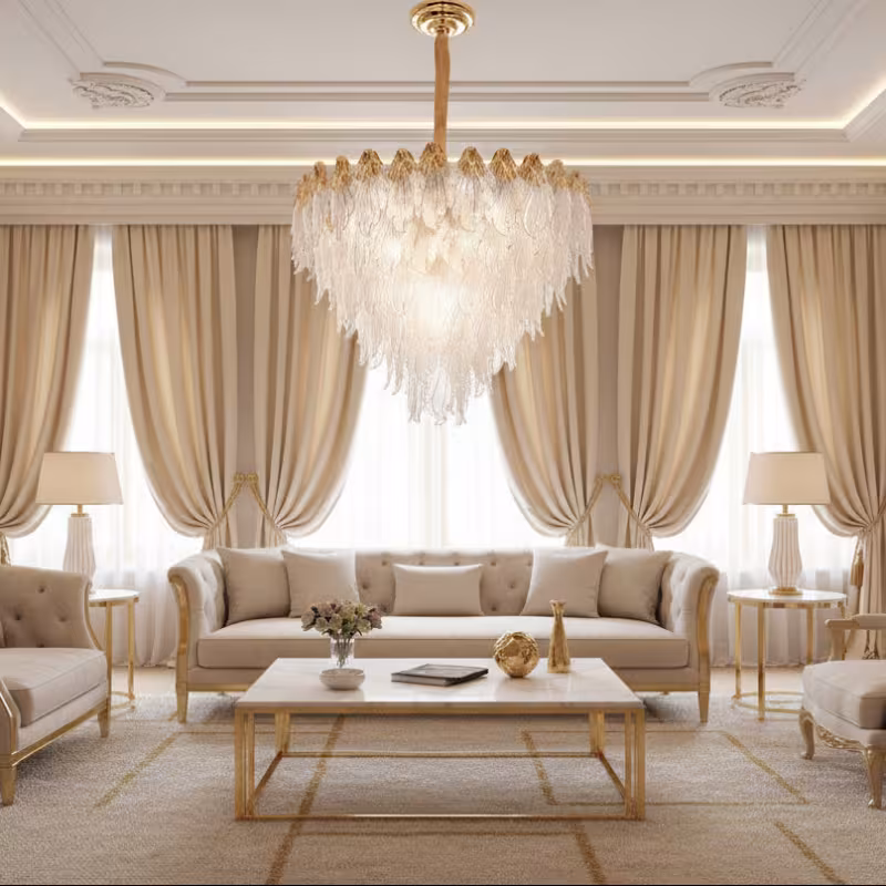 Previzualizare 3: Candelabru Cristal MURANO Regalis 16xE14, D80 cm, Auriu, Inaltime Reglabila, Metal si Cristal