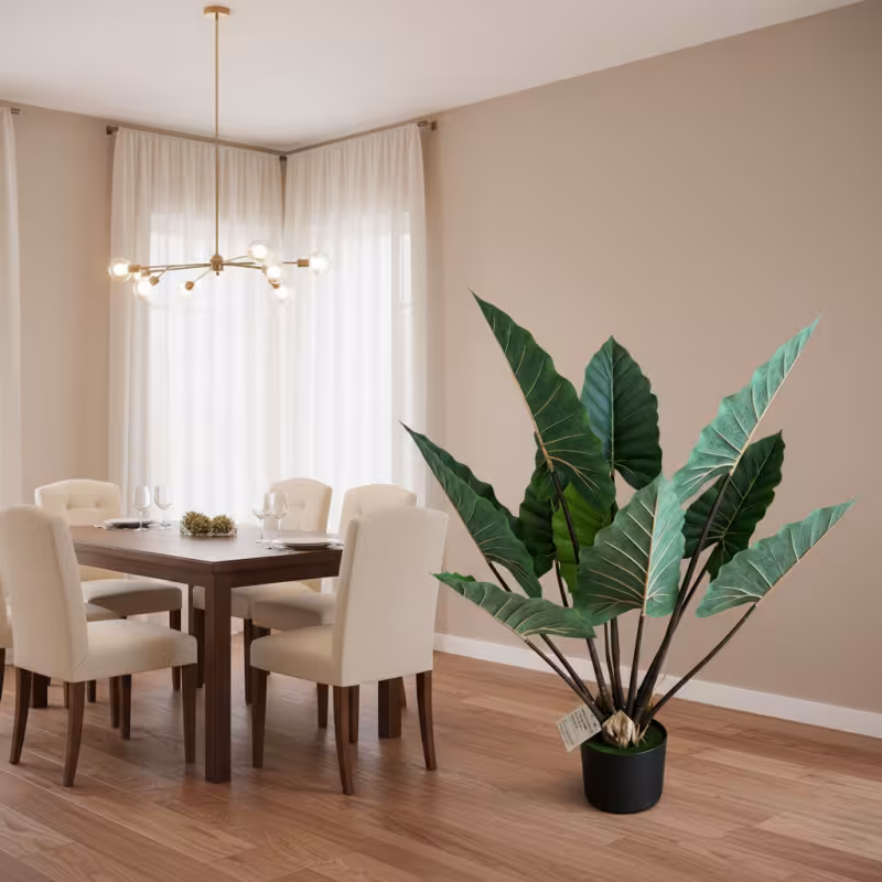 Planta Artificiala Tip Alocasia Cu Frunze Late, 100 cm, Verde