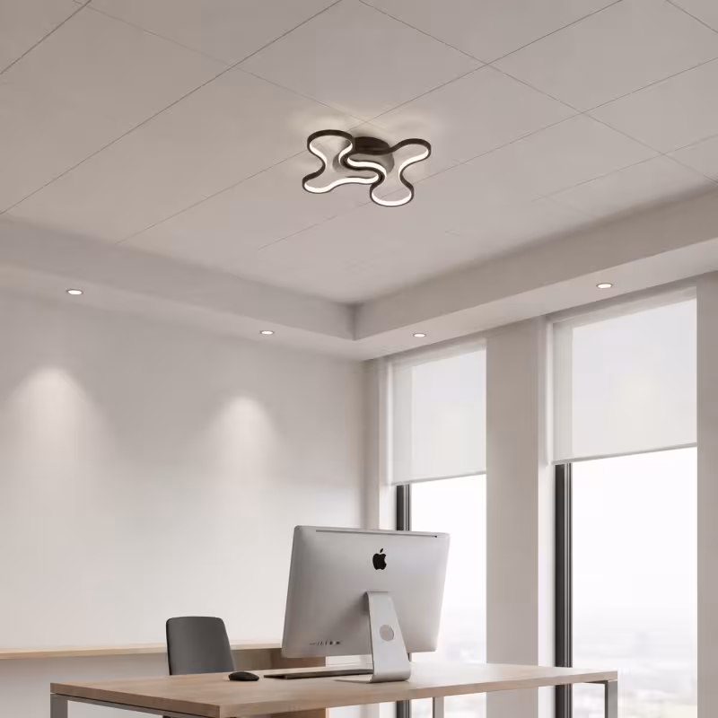 Lustra LED cu telecomanda ORMS Nobile, 3000K/4000K/6000K, 84W, Metal si Plastic, Negru