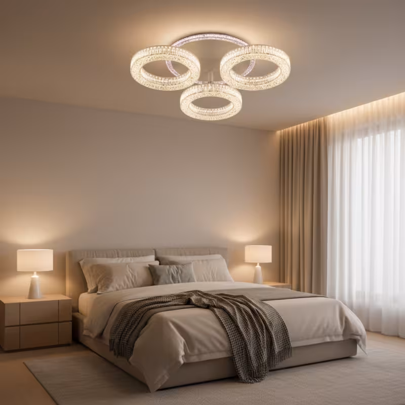 Previzualizare 2: Lustra LED RONDA Nobile cu telecomanda 46W, 3 Cercuri, lumina Rece/Calda/Neutra, Dimabila, Alb