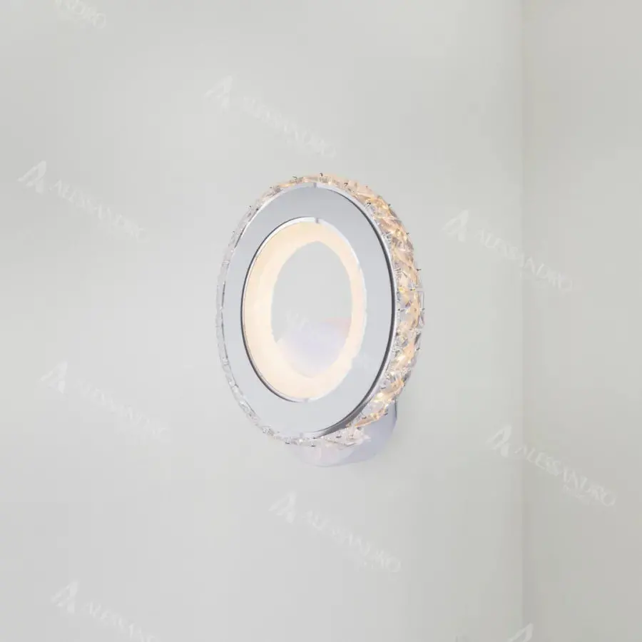 Aplica LED Borandis 16W, Alb cu Crom, Acril si Cristal , Lumina Rece/Calda/Neutra