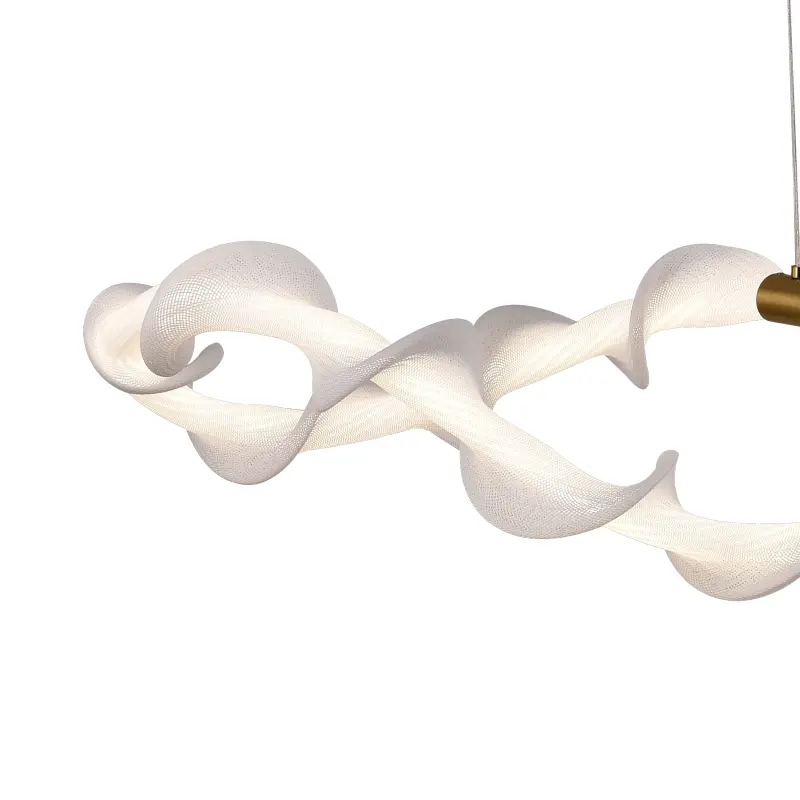 Previzualizare 2: Lustra LED Suspendata Acril UNDA Infinity, 36W, Lumina Calda/Neutra/Rece 3000/4000/6000K, Alb Auriu, Inaltime Reglabila