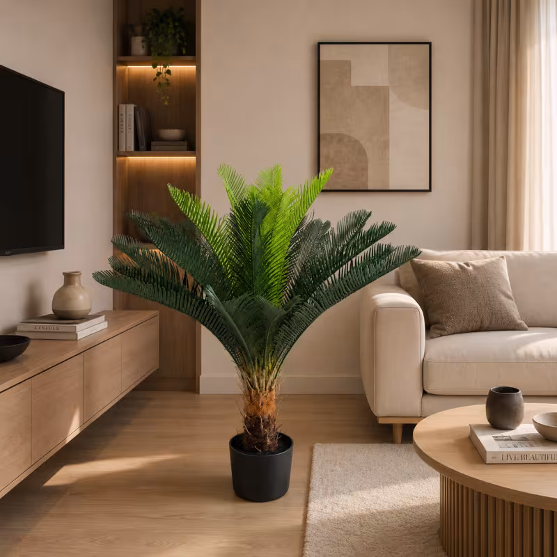 Planta Artificiala Copac Tip Palmier, 18 frunze, 95 cm, Verde, cu Ghiveci