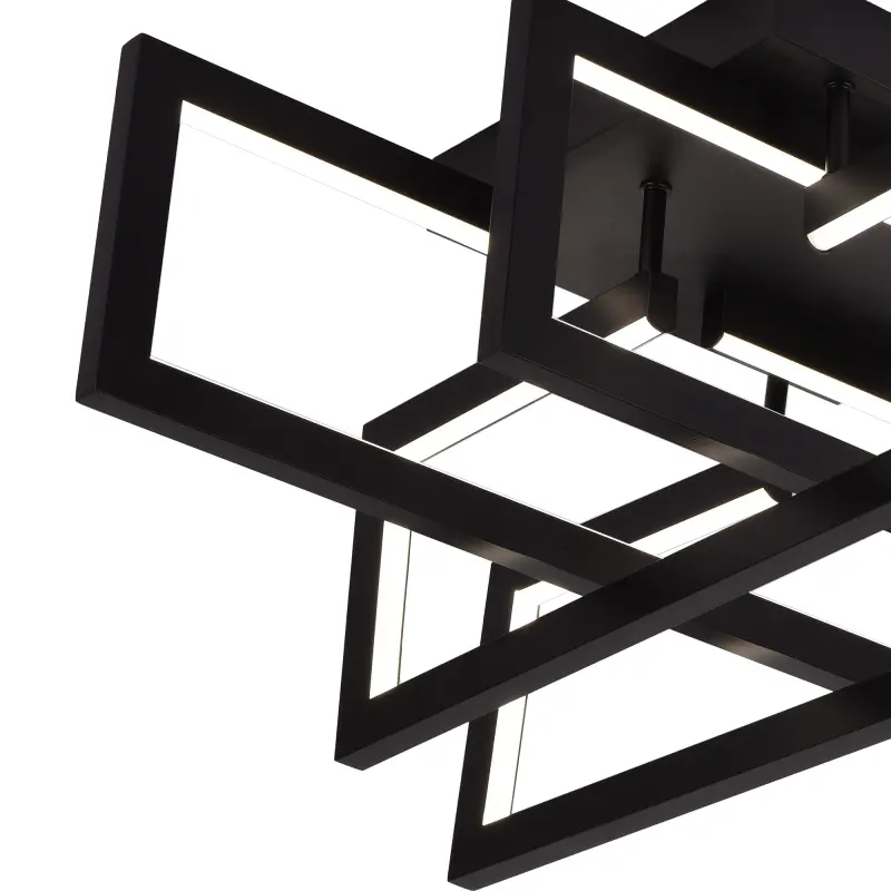 Previzualizare 2: Lustra LED cu telecomanda 96W, 4 Elemente, lumina Rece/Calda/Neutra, Dimabila, Negru