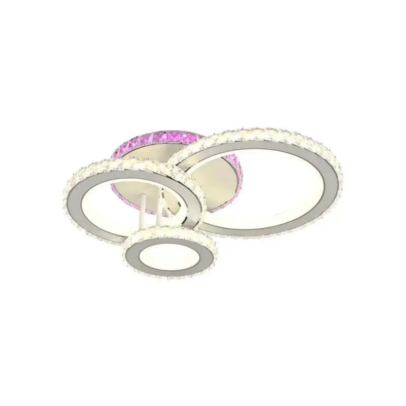 Previzualizare 2: Lustra LED cu telecomanda si cristal LEOCADIA RGB 134W, 3 Cercuri, lumina Rece/Calda/Neutra, Dimabila, Alb
