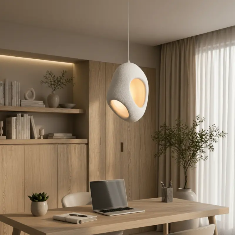 Previzualizare 3: Lustra Moderna FOAMER Nobile, 37 cm, Suspendata, 1 X E27, Alb, Metal si Spuma, Inaltime Reglabila