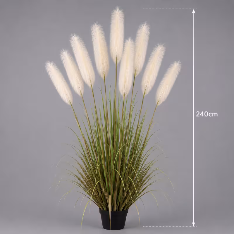 Previzualizare 2: Planta Artificiala Iarba Ornamentala, 240cm, cu 9 fire, Stuf si Iarba, Verde si Roz, Fara Ghiveci