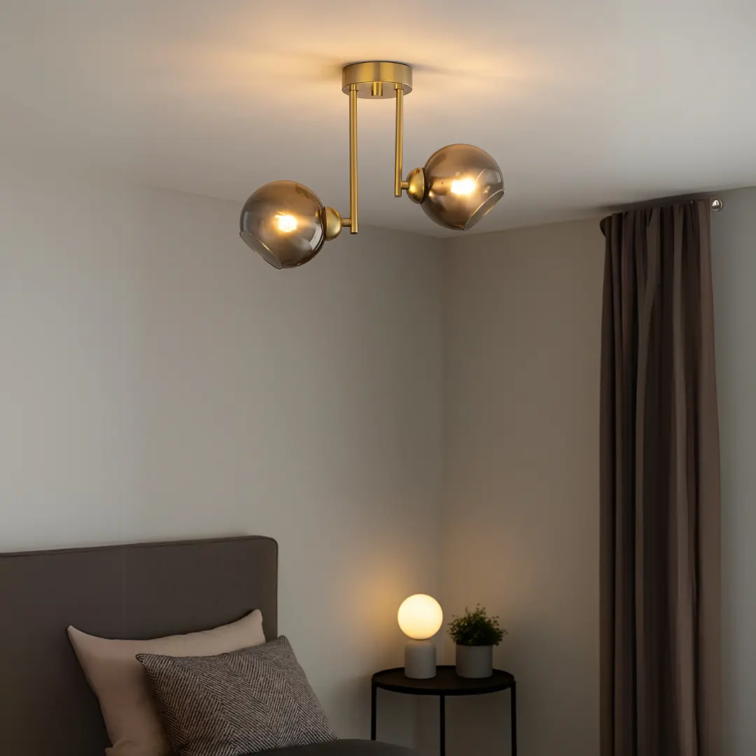 Lustra cu bec moderna MODUS, 2x E27, Auriu, Metal