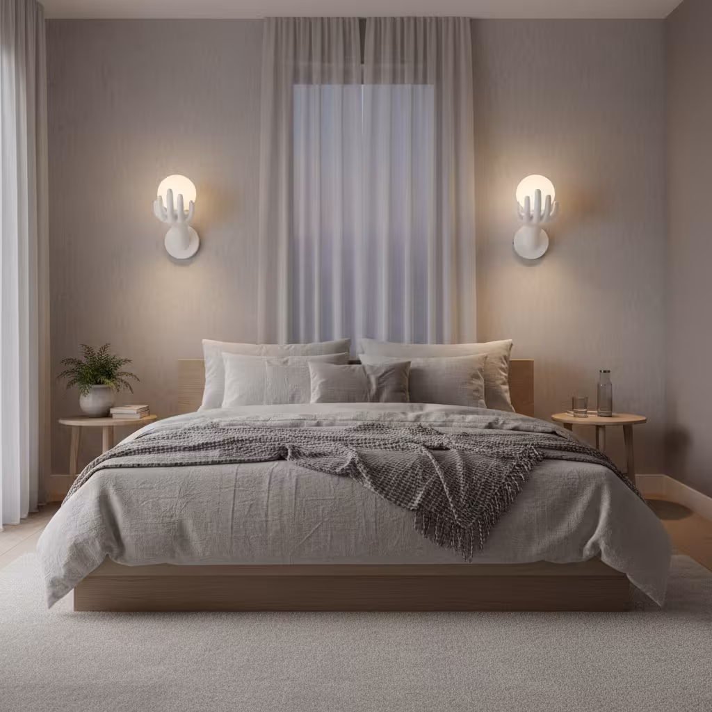 Aplica LED Decorativa MANO, 15x30cm, 1xE27, Sticla si Resina, Alb