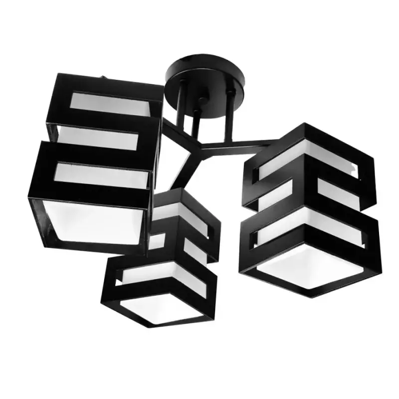 Previzualizare 4: Lustra VANJA cu Abajur Patrat, 3 X Dulie E27 Alb / Negru