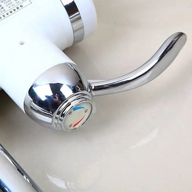 Previzualizare 4: Robinet Electric cu Incalzire Instantanee a Apei, Afisaj Temperatura LED, Orizontal cu Montaj pe Chiuveta/Cada, Putere 3000 W, Apa Calda 30°C-60°C, Alb, Z007XDT