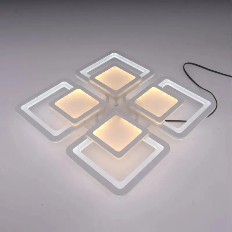 Previzualizare 3: Lustra LED cu telecomanda SUSAN 96W, 4 Patrate, lumina Rece/Calda/Neutra, Dimabila, Alb