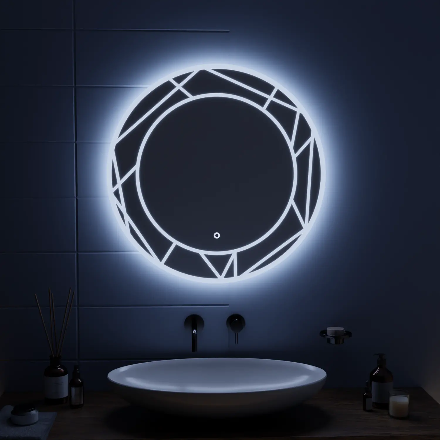 Oglinda LED Touch ASTRIX, 70cm, 6000K, Dimabila, Sistem Dezaburire