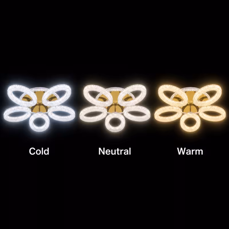 Previzualizare 4: Lustra LED cu telecomanda, 66W, Lumina Rece/Calda/Neutra, Dimabila, Auriu