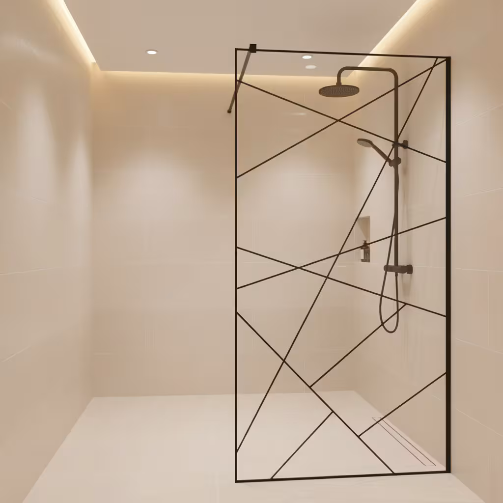Paravan de dus Walk-In SASKATCHEWAN, 80x195cm, Metal, Transparent si Negru