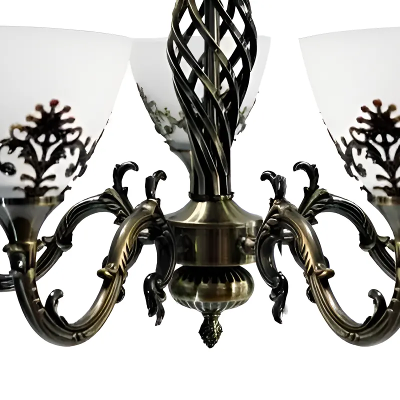 Previzualizare 4: Lustra Rustic COTTAGE, 5XE27, Bronz Antichizat, Metal si Sticla