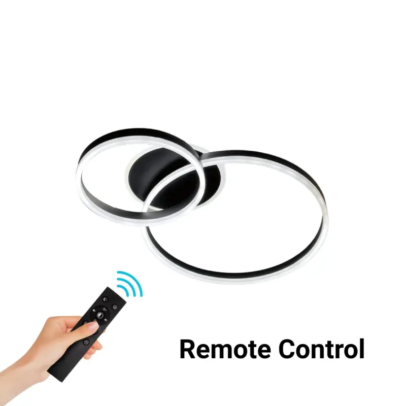 Previzualizare 3: Lustra LED cu telecomanda RINOVA 66W, 2 Cercuri, lumina Rece/Calda/Neutra, Dimabila, Negru