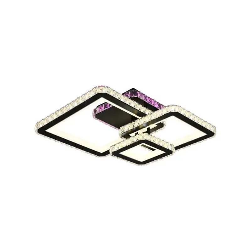 Previzualizare 2: Lustra LED cu telecomanda si cristal BLAKELY RGB 166W, 3 Patrate, lumina Rece/Calda/Neutra, Dimabila, Negru