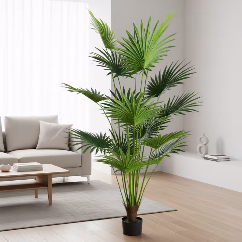 Previzualizare 2: Planta Artificiala Tip Palmier Livistona Evantai, 15 frunze, 200 cm, Verde