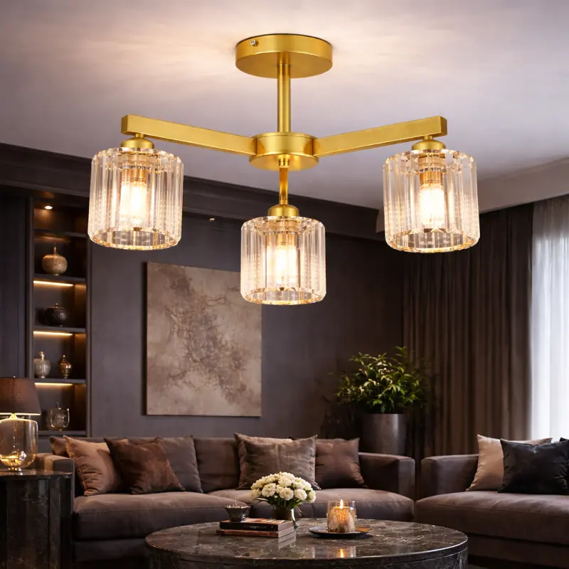 Previzualizare 3: Lustra Clasica Moderna LC110/3GD cu Cristal, 3x E27, Auriu, Metal si Cristal