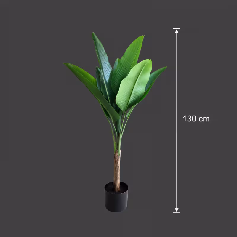 Previzualizare 4: Planta Artificiala Copac Tip Bananier, 130 cm, 6 frunze, Verde, cu Ghiveci