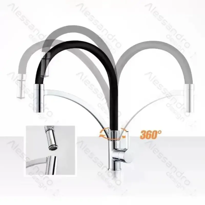 Previzualizare 2: Baterie Bucatarie, Alama Sanitara, Negru cu Crom, WZX/2019