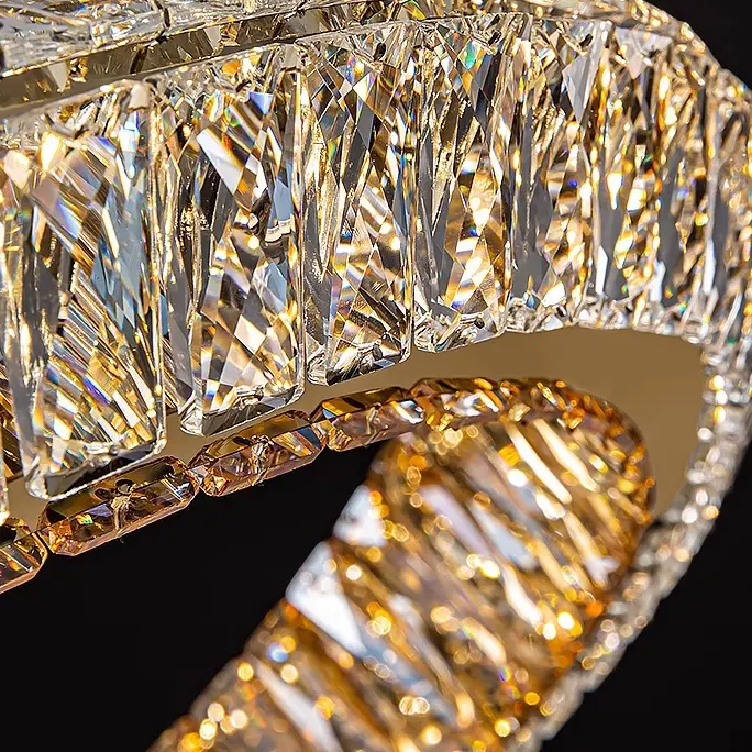 Previzualizare 2: Lustra LED cu Telecomanda, LLC132/300GD, Cristal si Metal, 37W, 2 Cerc, Dimabila, 3000K/4000K/6000K, Iluminat Luxos