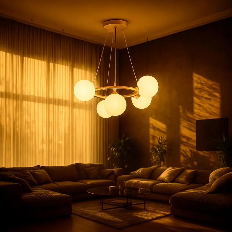 Previzualizare 4: Lustra LOFT Chamber, 5x G9, Alb Auriu, Metal, Inaltime Reglabila, Modern