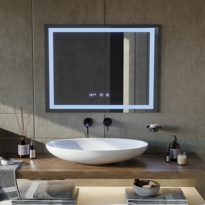 Previzualizare 2: Oglinda LED Touch MODENA Sistem Dezaburire, Ceas si Temperatura 80x60 cm