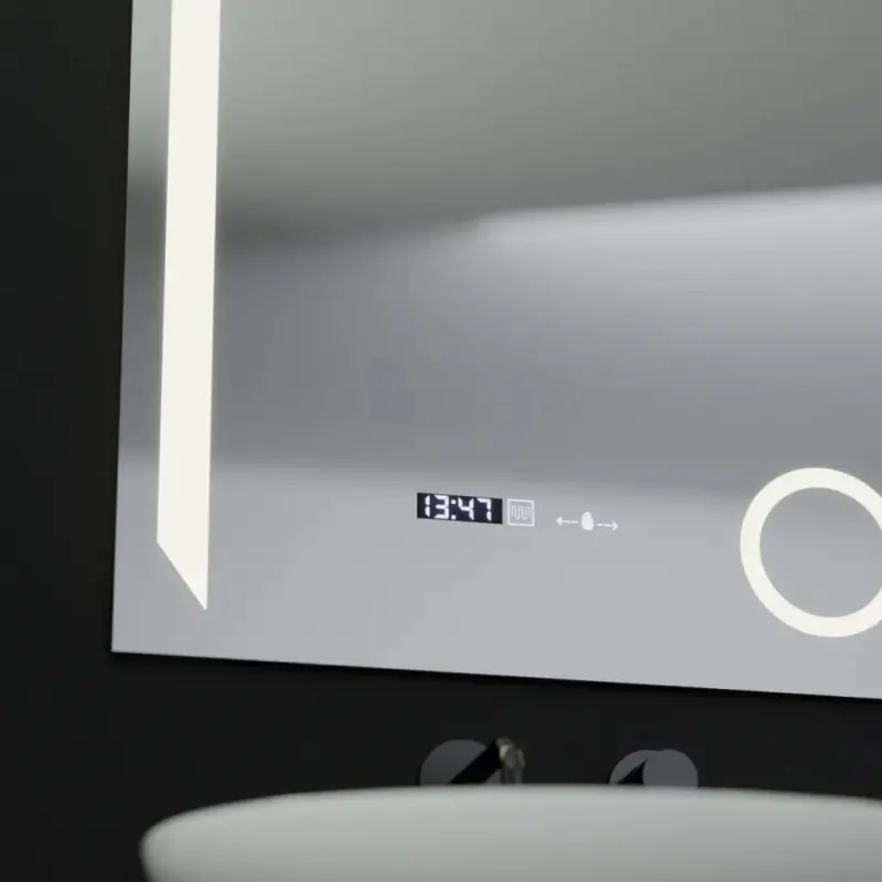 Previzualizare 2: Oglinda LED Rectangulara, 60x80cm, Precision MotionGlow Marcello, Sistem Dezaburire, Ceas & Termometru, Lupa Cosmetica, Dimabila