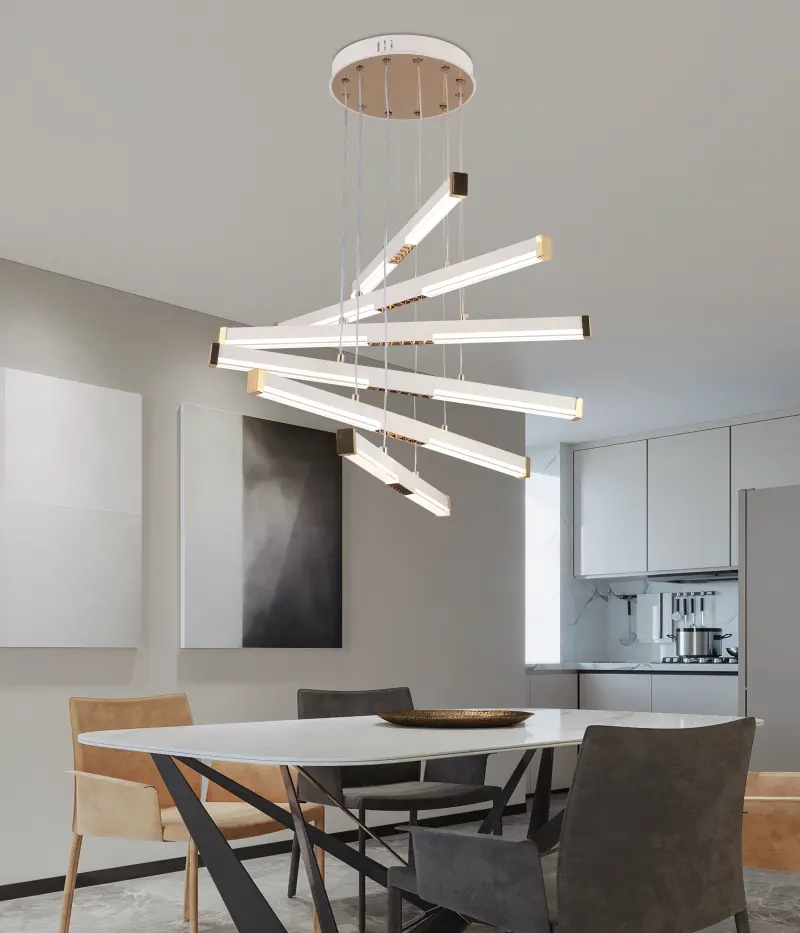 Previzualizare 3: Lustra LED Suspendata Acril LT183/5WH, 69W, Lumina 3000/4000/6000K, Alb, Inaltime Reglabila