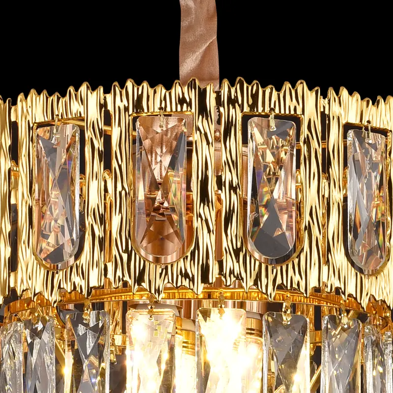 Previzualizare 2: Candelabru Cristal BELVEDERE Petito 3xE14, Diametru 30cm, Auriu Lucios, Inaltime Reglabila