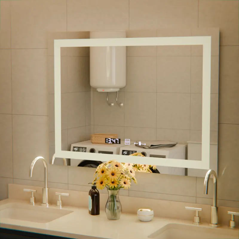 Previzualizare 3: Oglinda LED Rectangulara, 80x60cm, Verite MotionGlow Marcello, Sistem Dezaburire, Ceas & Termometru, Dimabila