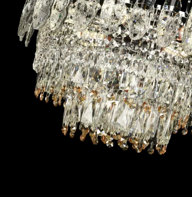 Previzualizare 2: Candelabru Cristal MAJESTIC Eleganza, 9x E14, Diametru 50cm, Crom Lucios, Inaltime Reglabil