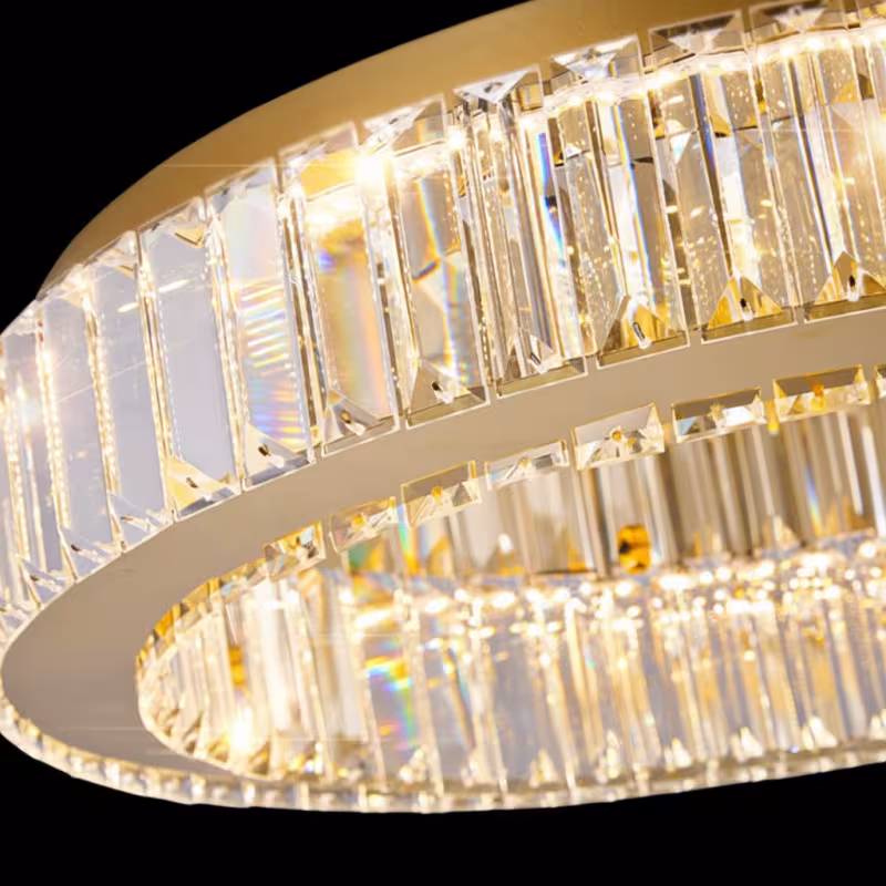 Previzualizare 2: Lustra LED cu telecomanda si cristal VERTUS 18W, 30cm, Cerc, lumina Rece/Calda/Neutra, Dimabila, Auriu