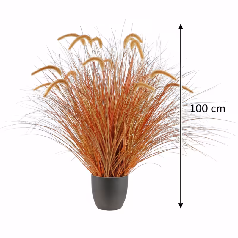 Previzualizare 3: Planta Artificiala Iarba Ornamentala Tip Coada de Vulpe, 100 cm, Iarba Curbata cu Spice, Galben si Portocaliu, Fara Ghiveci