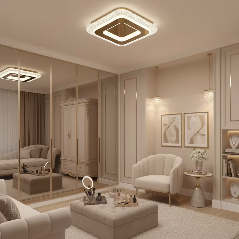 Previzualizare 3: Lustra LED AGOL Petito, 29W, Dimensiune 20x20cm, Lumina Calda/Neutra/Rece, Auriu, Metal si Acril