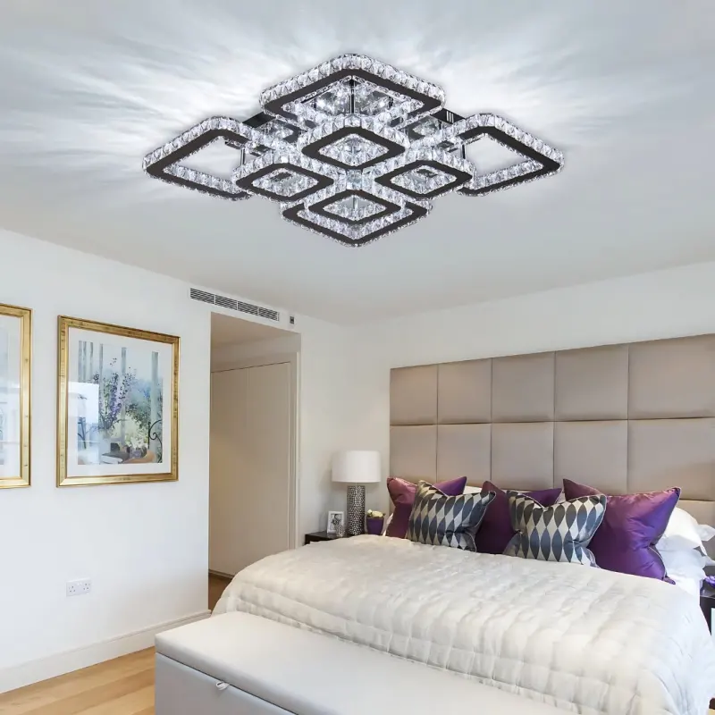 Previzualizare 4: Lustra LED cu telecomanda si cristal QUADRIA SUPREMO RGB 168W, 8 Patrate, lumina Rece/Calda/Neutra, Dimabila, Crom Lucios